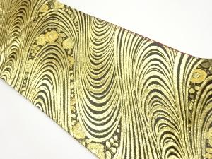 変わり流水に草花模様織出し袋帯